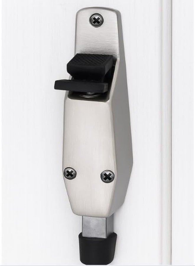 Onepro Kickdown Door Stopper Heavy-Duty Adjustable Stopper with Foot Pedal Anti-Slip Rubber Base for Secure Door Holding Spring Loaded Step On/Off (Silver Finish, Pack of 2) - Image 5